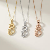14K Solid Gold Cat Necklace Minimal Cat Lover Gift Animal Charm Jewelry