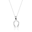 Collier fer à cheval en or blanc 14 carats sur fond blanc