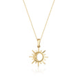 Collana con ciondolo sole e luna in oro giallo 14kt su sfondo bianco