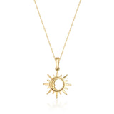 Sun and Moon Necklace 14K Solid Gold Celestial Astrology Pendant