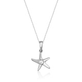Starfish Necklace 14K Solid Gold CZ Pendant Minimal Ocean Jewelry