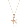 Collana con ciondolo stella marina in oro rosa 14kt con zircone centrale su sfondo bianco