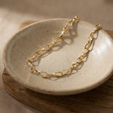 Twisted Gold Chain Bracelet 14K Solid Gold Minimal Everyday Jewelry