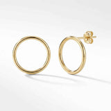 Minimal Gold Circle Earrings 14K Solid Gold Timeless Jewelry