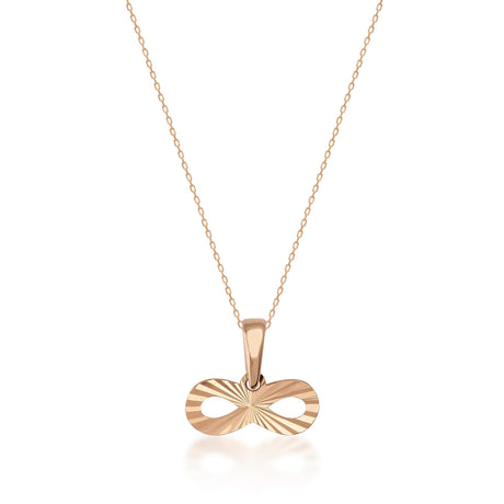 Collier infini taille diamant en or rose 14 carats sur fond blanc