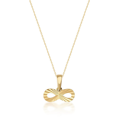 Collier infini taille diamant en or jaune 14 carats sur fond blanc