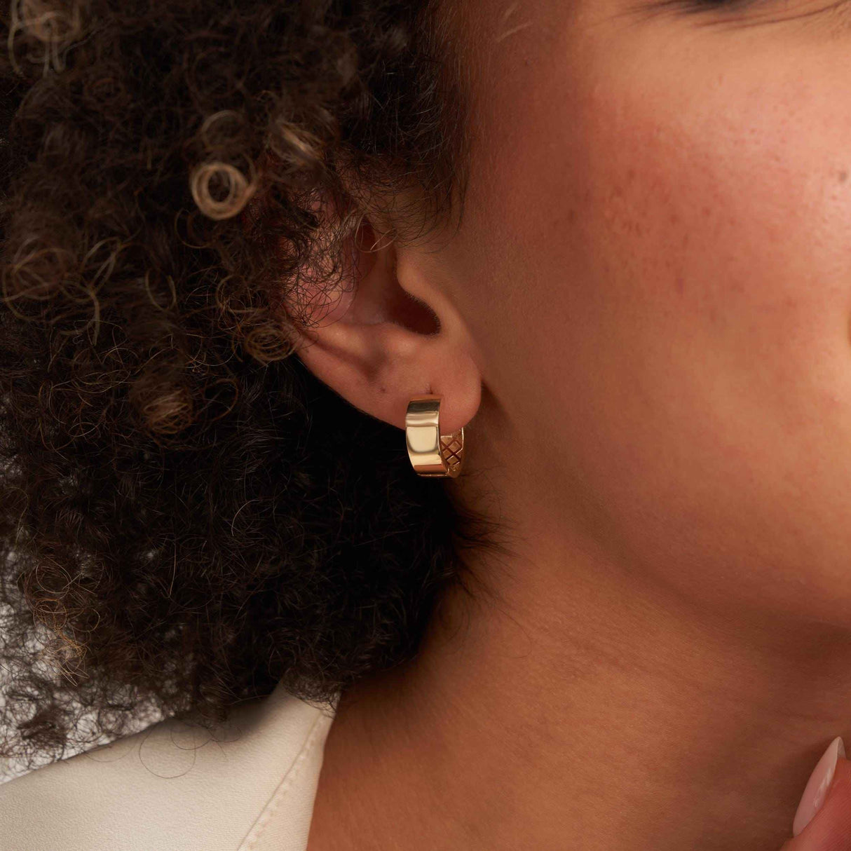 Minimal Bold and Thick Gold Huggie Earrings 14K Solid Gold Timeless Jewelry