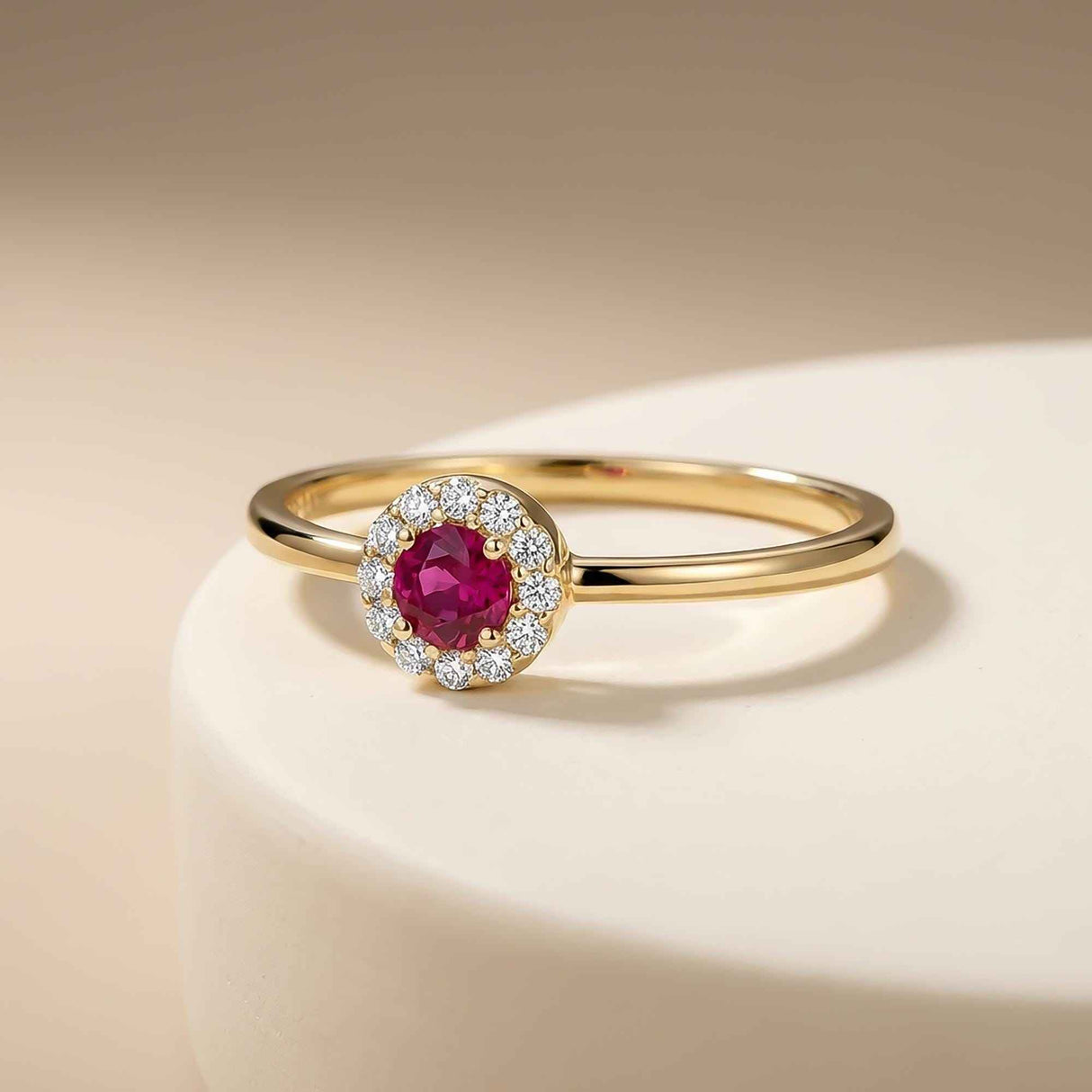 Ruby Birthstone Ring July 14K Solid Gold Ruby Halo Gift for Her