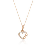 Heart Infinity Necklace 14K Solid Gold Romantic Love Jewelry Valentines Day Gift for Her