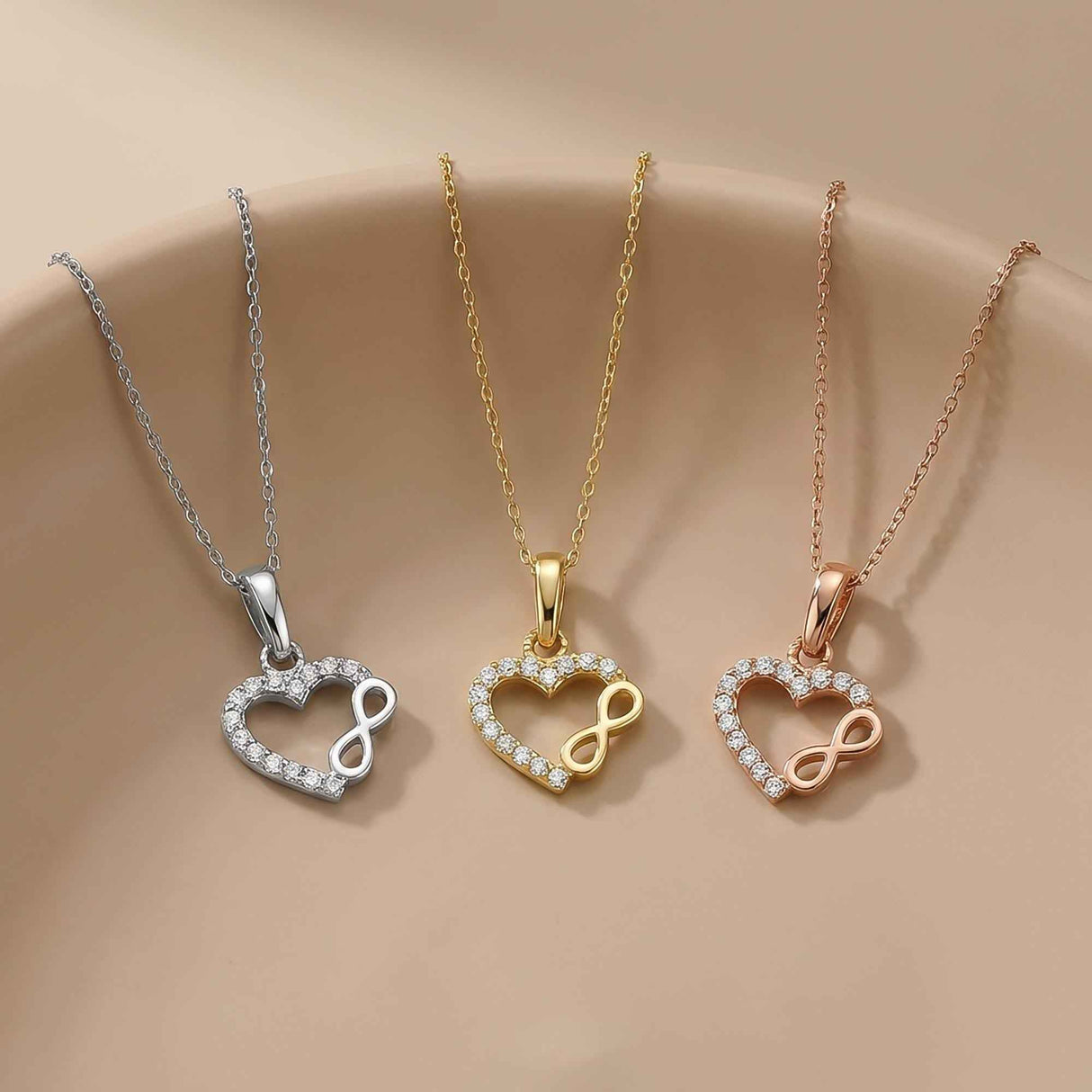 Heart Infinity Necklace 14K Solid Gold Romantic Love Jewelry Valentines Day Gift for Her
