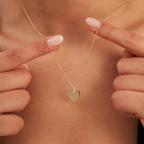 Personalized Heart Necklace 14K Solid Gold Custom Engraved Love Jewelry Gift