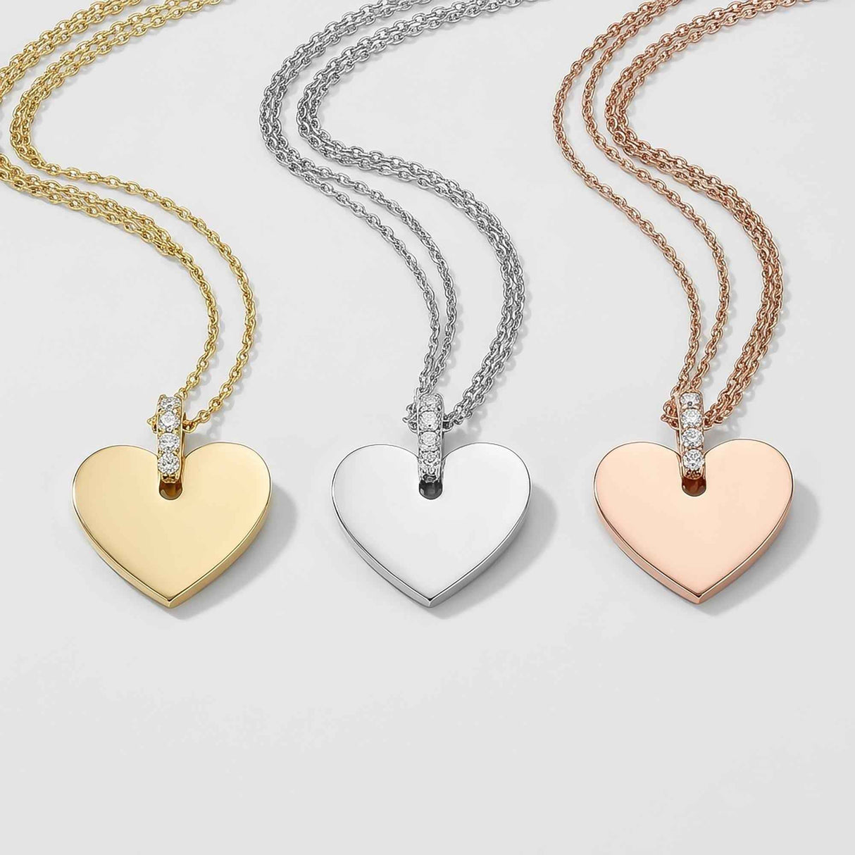 Personalized Heart Necklace 14K Solid Gold Custom Engraved Love Jewelry Gift