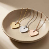 Personalized Heart Necklace 14K Solid Gold Custom Engraved Love Jewelry Gift
