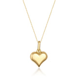 Puffed Heart Necklace 14K Solid Gold Classic 3D Heart Love Jewelry Gift