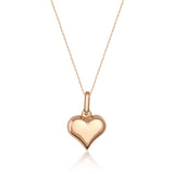 Puffed Heart Necklace 14K Solid Gold Classic 3D Heart Love Jewelry Gift