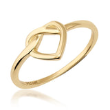 14K Solid Gold Infinity Heart Ring Minimal Open Design Dainty Gift