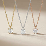 14K Solid Gold White Topaz Necklace Minimal Solitaire Gold Pendant Everyday Jewelry Gift