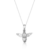 14K Solid Gold Honey Bee Pendant with CZ, Minimal Nature Inspired Jewelry Gift