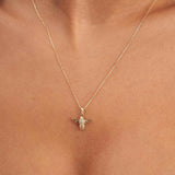 14K Solid Gold Honey Bee Pendant with CZ, Minimal Nature Inspired Jewelry Gift