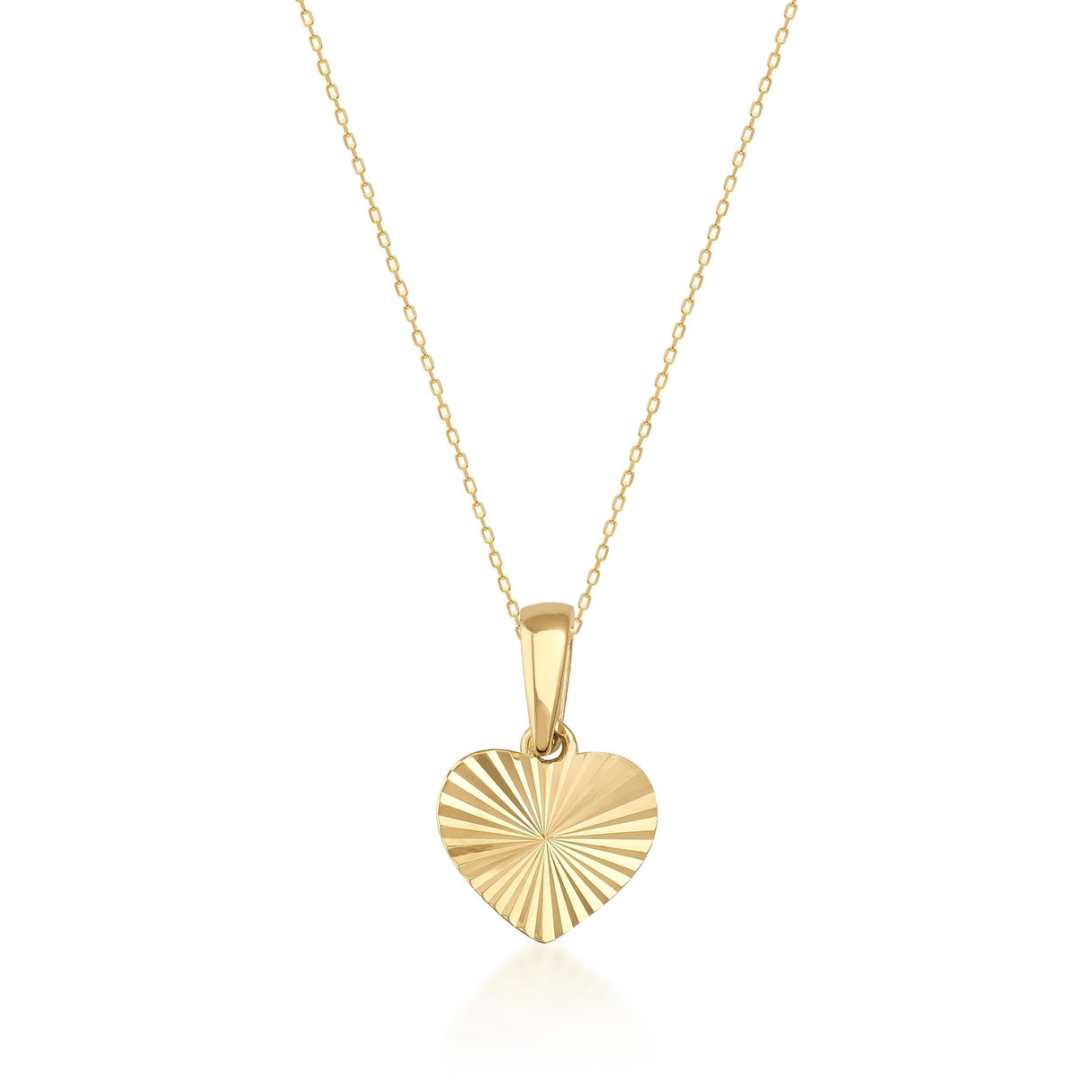 14K Solid Gold Diamond Cut Heart Pendant, Minimal Love Jewelry Gift