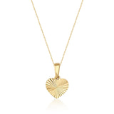 14K Solid Gold Diamond Cut Heart Pendant, Minimal Love Jewelry Gift