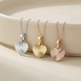 14K Solid Gold Diamond Cut Heart Pendant, Minimal Love Jewelry Gift