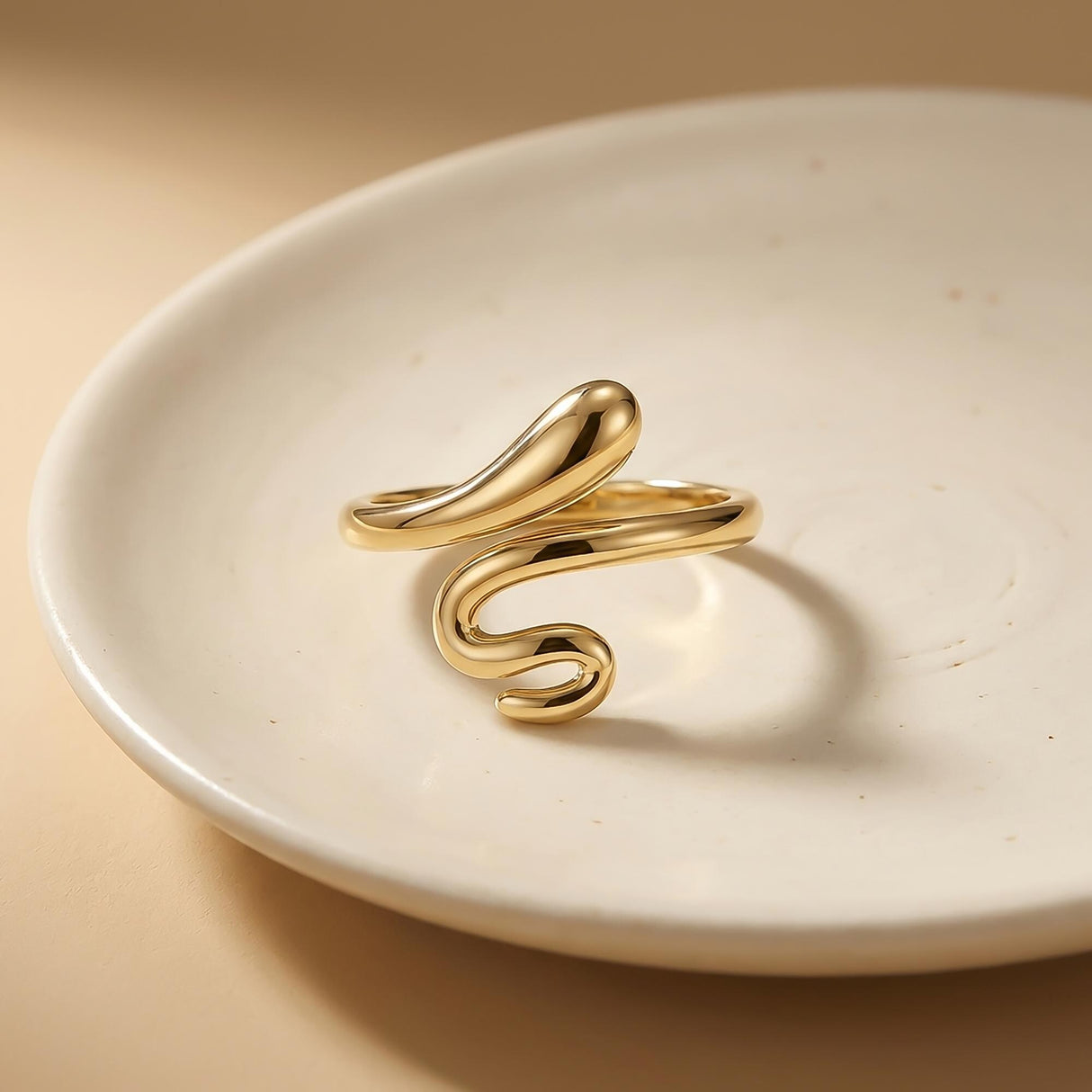 14K Solid Gold Serpent Ring, Minimal Snake Ring, Symbolic Power Jewelry