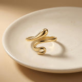 14K Solid Gold Serpent Ring, Minimal Snake Ring, Symbolic Power Jewelry