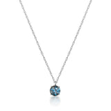 14K Solid Gold London Blue Topaz Solitaire Pendant Necklace