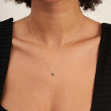 14K Solid Gold London Blue Topaz Solitaire Pendant Necklace