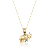 14K Solid Gold Elephant Necklace Lucky Animal Charm Minimal Dainty Gift Jewelry
