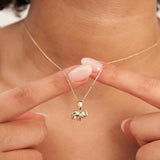 14K Solid Gold Elephant Necklace Lucky Animal Charm Minimal Dainty Gift Jewelry