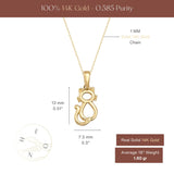 14K Solid Gold Cat Necklace Minimal Cat Lover Gift Animal Charm Jewelry