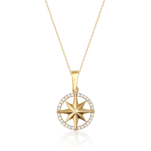 Collier étoile boussole en or 14 carats en or 14 carats