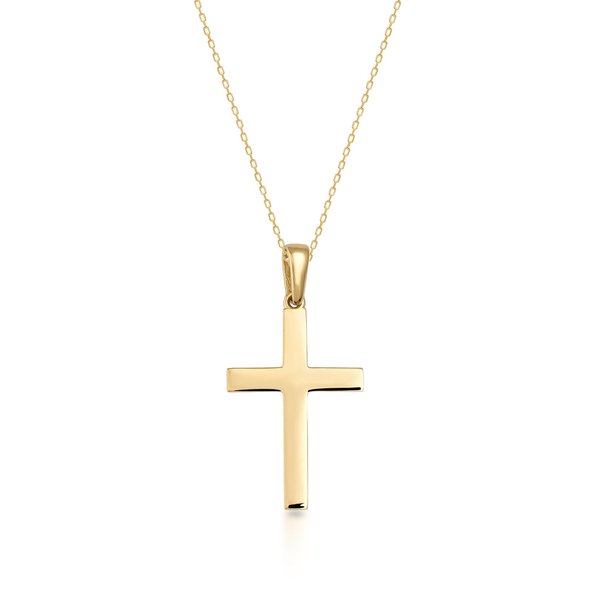 14K Solid Gold Cross Necklace Minimal Christian Faith Dainty Pendant