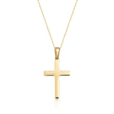 14K Solid Gold Cross Necklace Minimal Christian Faith Dainty Pendant