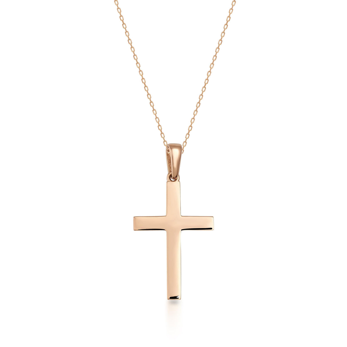 14K Solid Gold Cross Necklace Minimal Christian Faith Dainty Pendant