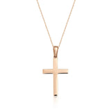 14K Solid Gold Cross Necklace Minimal Christian Faith Dainty Pendant