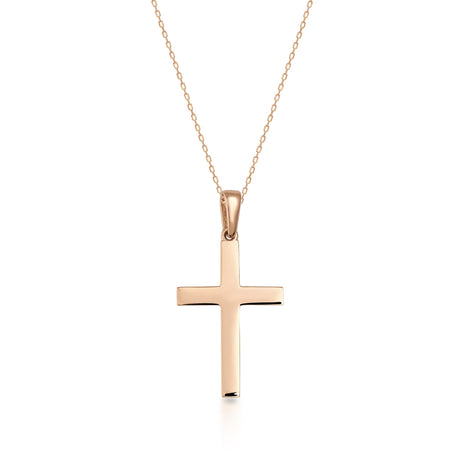 14K Solid Gold Cross Necklace Minimal Christian Faith Dainty Pendant
