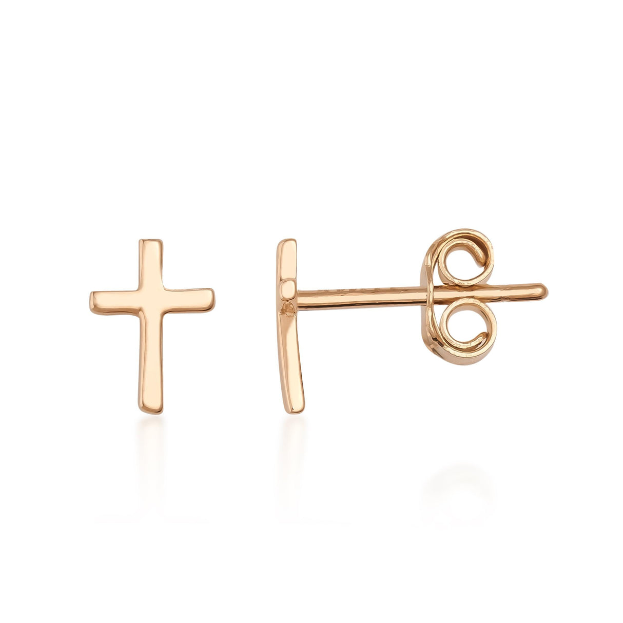 14K Solid Gold Piercing Stud Earrings, Cross Bow Bar Minimal Cartilage Stacking Studs
