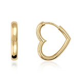 14K Solid Gold Heart Hoop Earrings, Chunky Puffy Heart Huggie Hoops