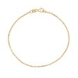Pulsera de cadena de bolitas en oro amarillo de 14 quilates sobre fondo blanco