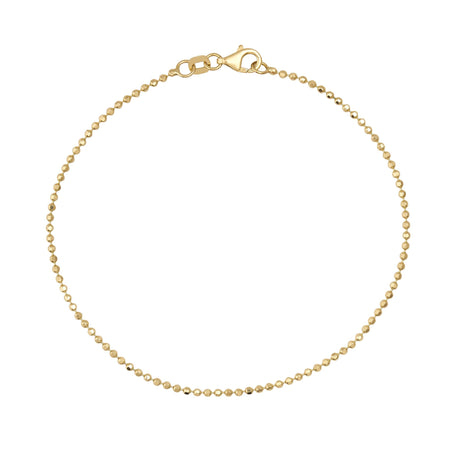 Bracelet maille boule en or jaune 14 carats sur fond blanc