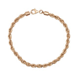 Bracciale a catena a corda in oro rosa 14kt su sfondo bianco