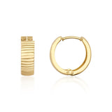 14K Solid Gold Wavy Hoop Earrings, Chunky Ripple Huggie Gold Hoops