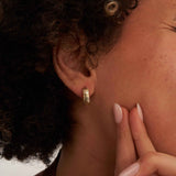 14K Solid Gold Wavy Hoop Earrings, Chunky Ripple Huggie Gold Hoops