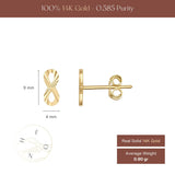 14K Gold Infinity Stud Earrings Minimal Symbol Dainty Forever Love Jewelry
