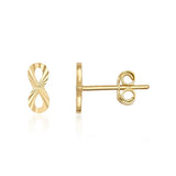 14K Gold Infinity Stud Earrings Minimal Symbol Dainty Forever Love Jewelry