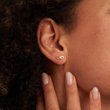 14K Gold Infinity Stud Earrings Minimal Symbol Dainty Forever Love Jewelry