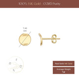 14K Solid Gold Round Disc Stud Earrings Minimal Dome Everyday Dainty Jewelry